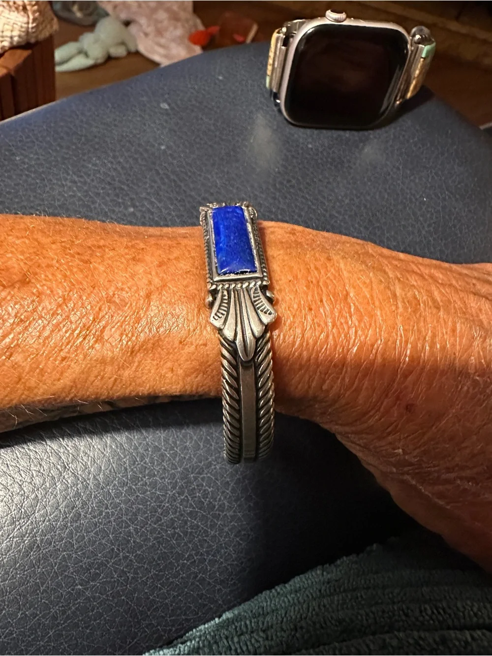 Carolyn Pollack Silver Bracelet with Lapis Blue Stone